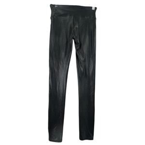 Spanx Snake Skin Faux Leather Legging Black Size S Mid Rise Skinny Leg Stretch